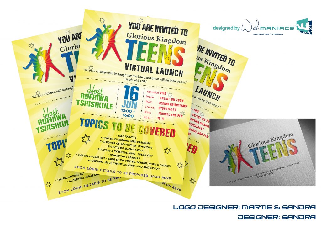 Web Maniacs - Glorious Kingdom Teens Flyer